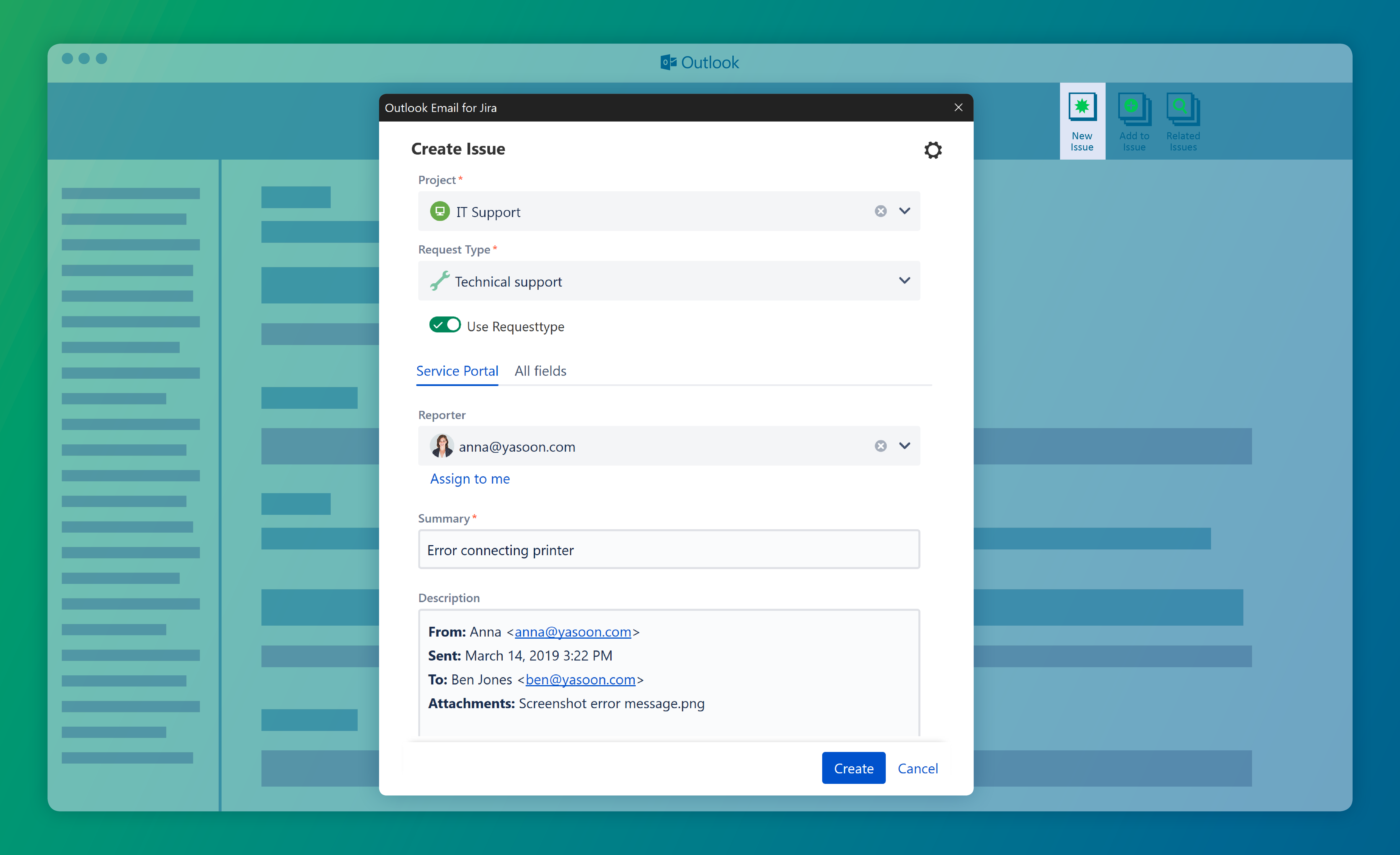 Outlook Email for Jira yasoon